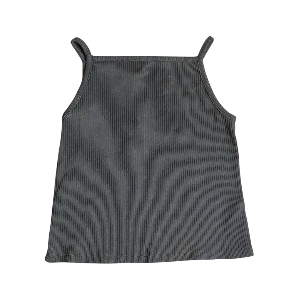 Old Navy Black Jack Ribbed Tank Top L Square Neck High Basic